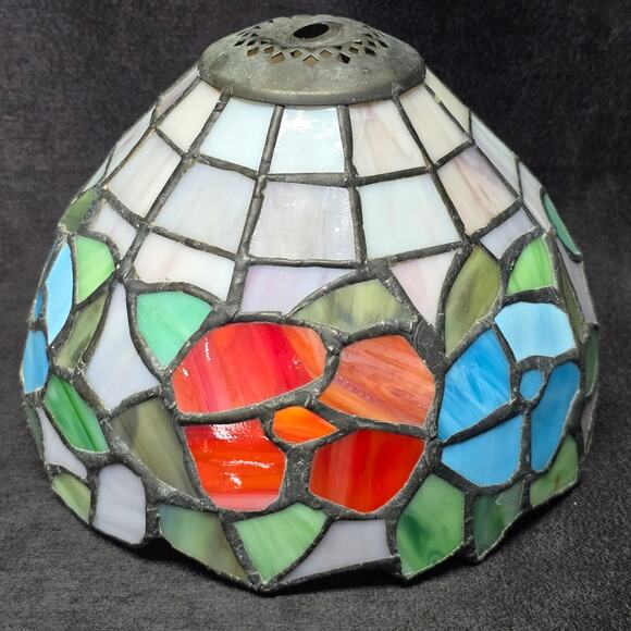 Vintage Mosaic Stained Glass Tiffany Style Table Lamp Shade - Picture 2 of 10